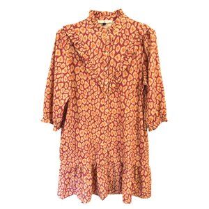 Michelle McDowell Women’s Button Front Dress Leopard 3/4 Sleeve Size Small